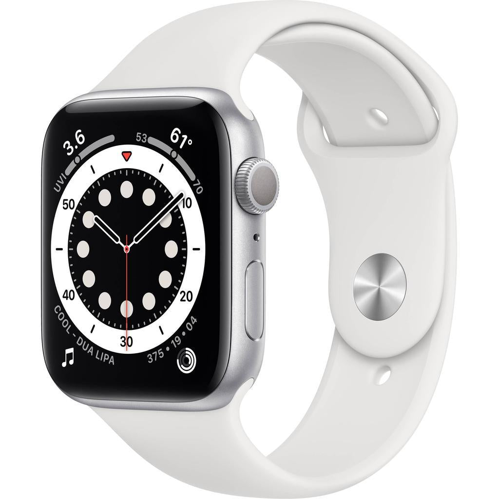 Apple Watch Series 6 (2020) GPS 44 mm - Alumínio Prateado - Bracelete desportiva Branco