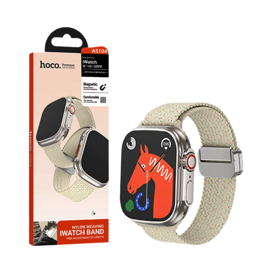 Pulseira de Nylon HOCO AS104 – Preta para Apple Watch (38/40/41 mm)