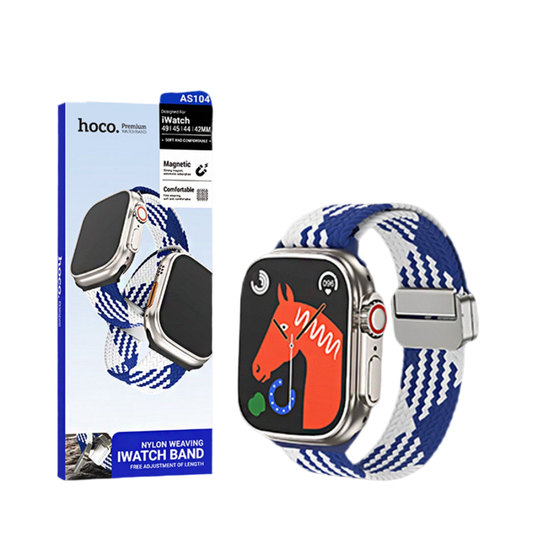 Pulseira de Nylon com Fivela Magnética HOCO AS104 para Apple Watch (42/44/45/49 mm) – Blueberry