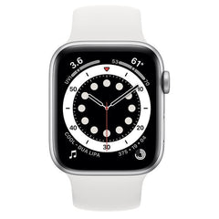 Apple Watch Series 6 (2020) GPS 44 mm - Alumínio Prateado - Bracelete desportiva Branco