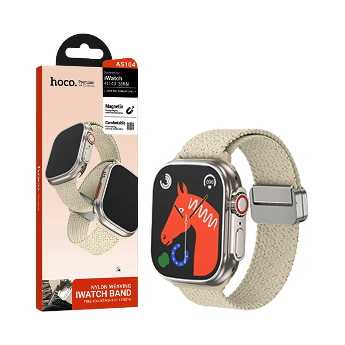 Pulseira de Nylon HOCO AS104 – Preta para Apple Watch (38/40/41 mm)
