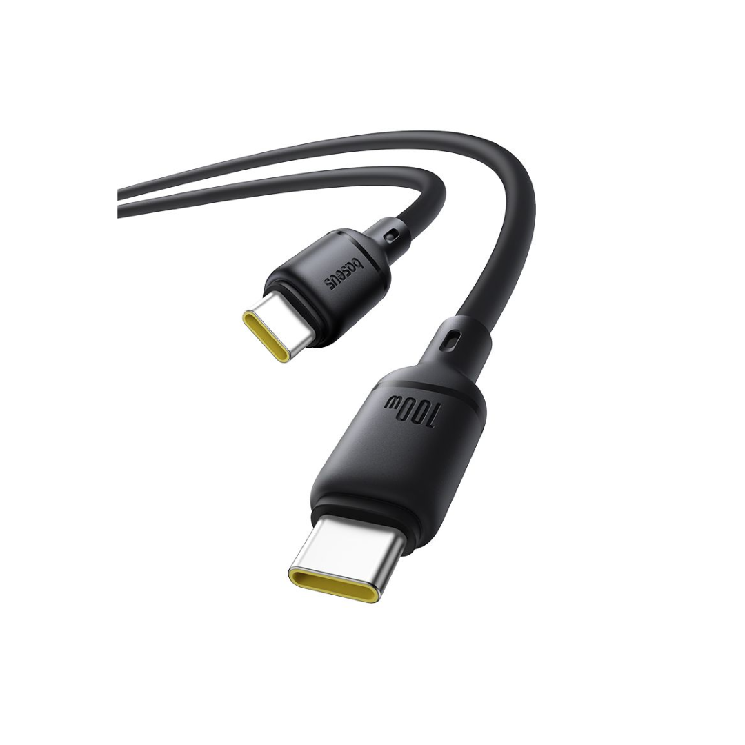 Baseus Cabo Silky Series Fast Charging Type-C To Type-C 100W 1M Cluster Preto