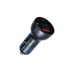 Baseus Carregador Isqueiro Particular Display Digital Qc+Pps Dual 65W Cinza Escuro