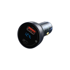 Baseus Carregador Isqueiro Particular Display Digital Qc+Pps Dual 65W Cinza Escuro