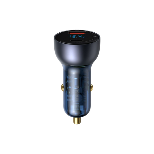 Baseus Carregador Isqueiro Particular Display Digital Qc+Pps Dual 65W Cinza Escuro