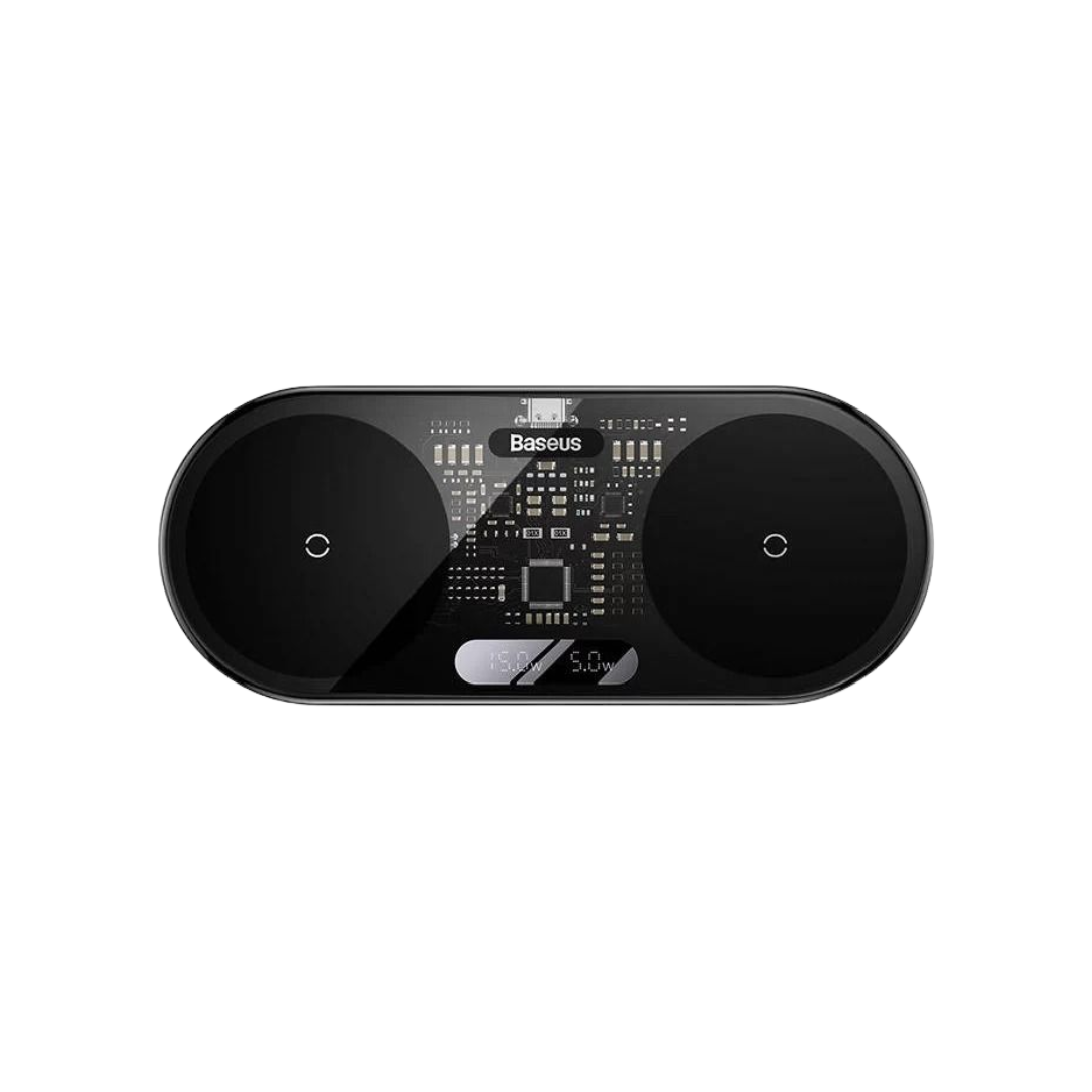 Baseus Carregador Wireless 2In1 20W Digital Led Display Preto